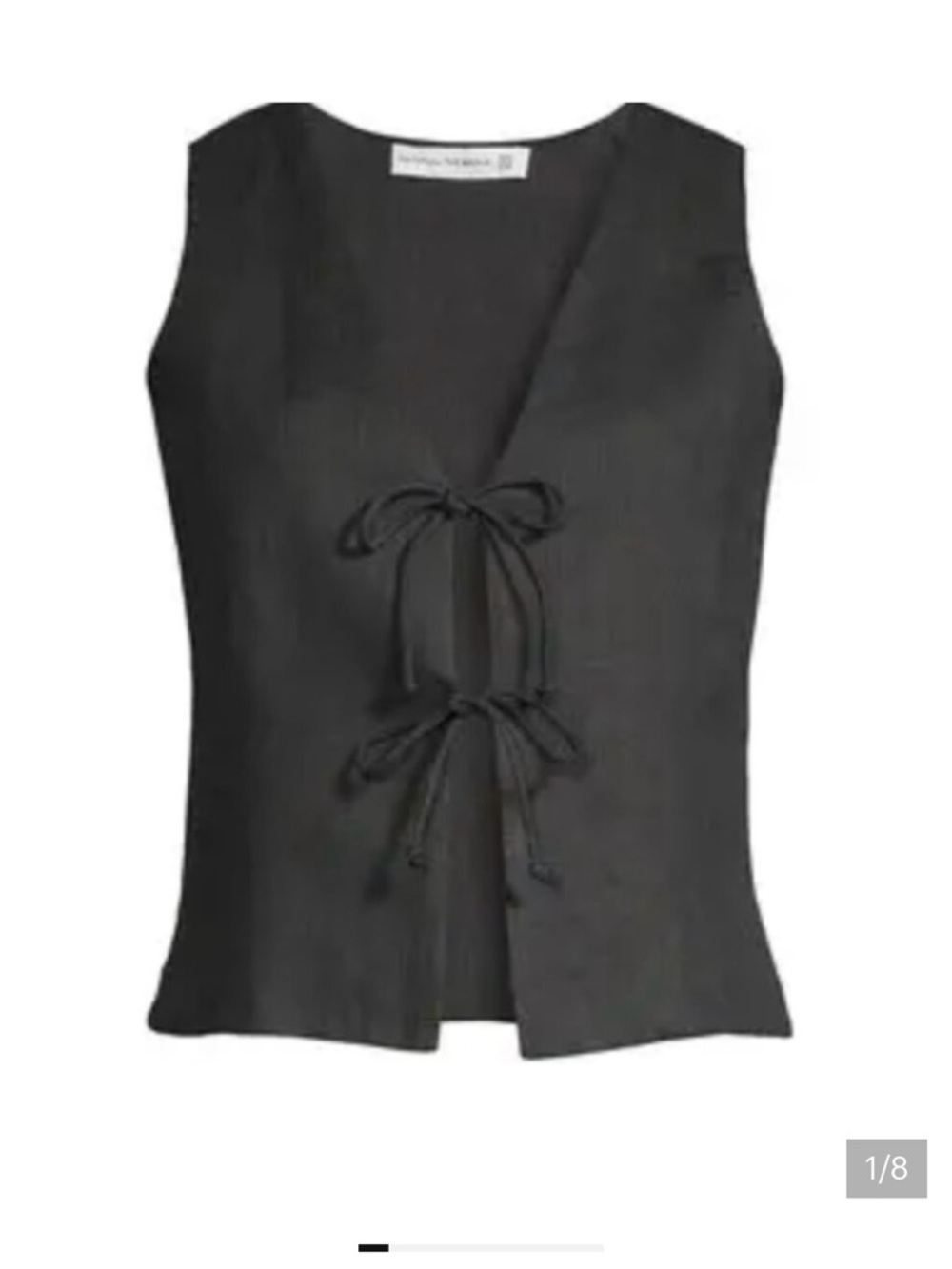 Faithfull the Brand Black Linen Tie-Front Sleeveless Top